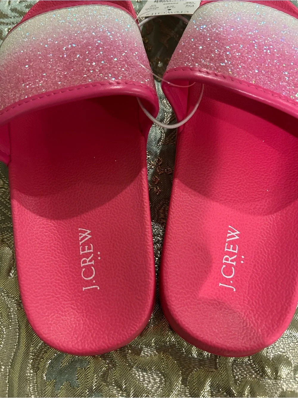 J. Crew Kids' Hot Pink Glitter Ombre Slide Sandals
